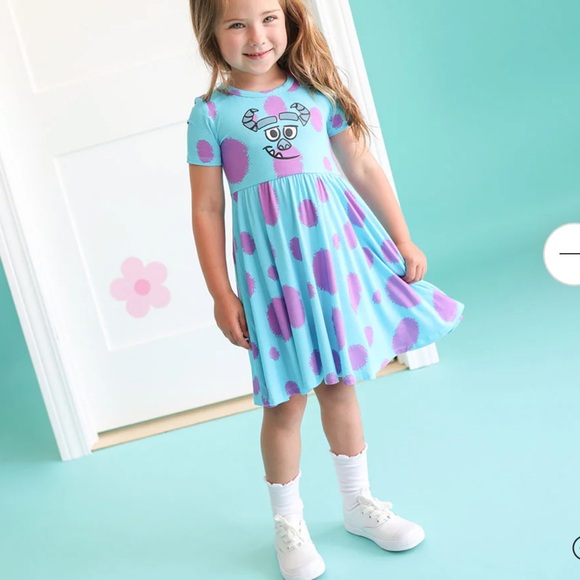 Posh Peanut Disney Monsters INC Sulley Polka Dot Short Sleeve Twirl Dress